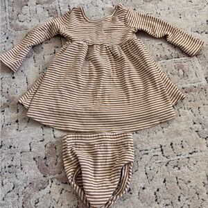 Quincy Mae Brown and White Striped Baby Outfit